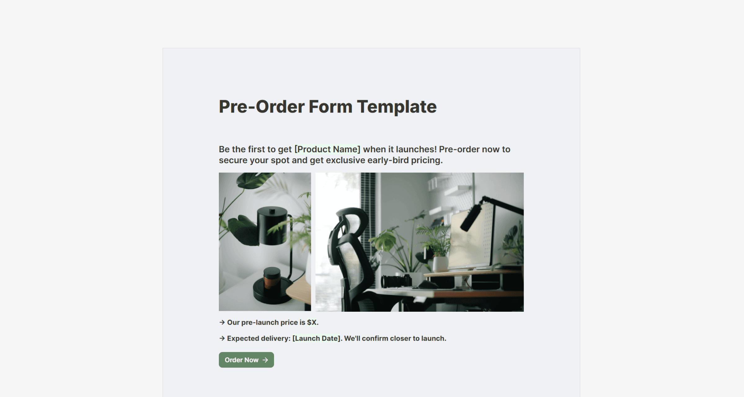 Pre Order Website Form Examples Pre-Order Form Template - Tally form template