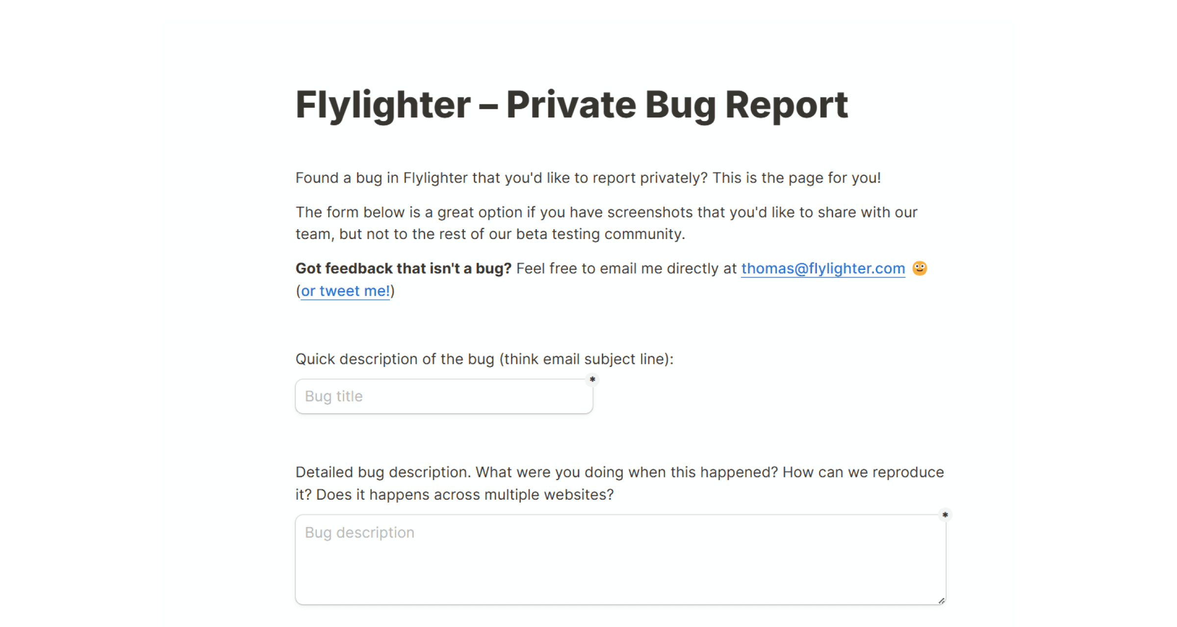 Bug Report Form - Tally form template