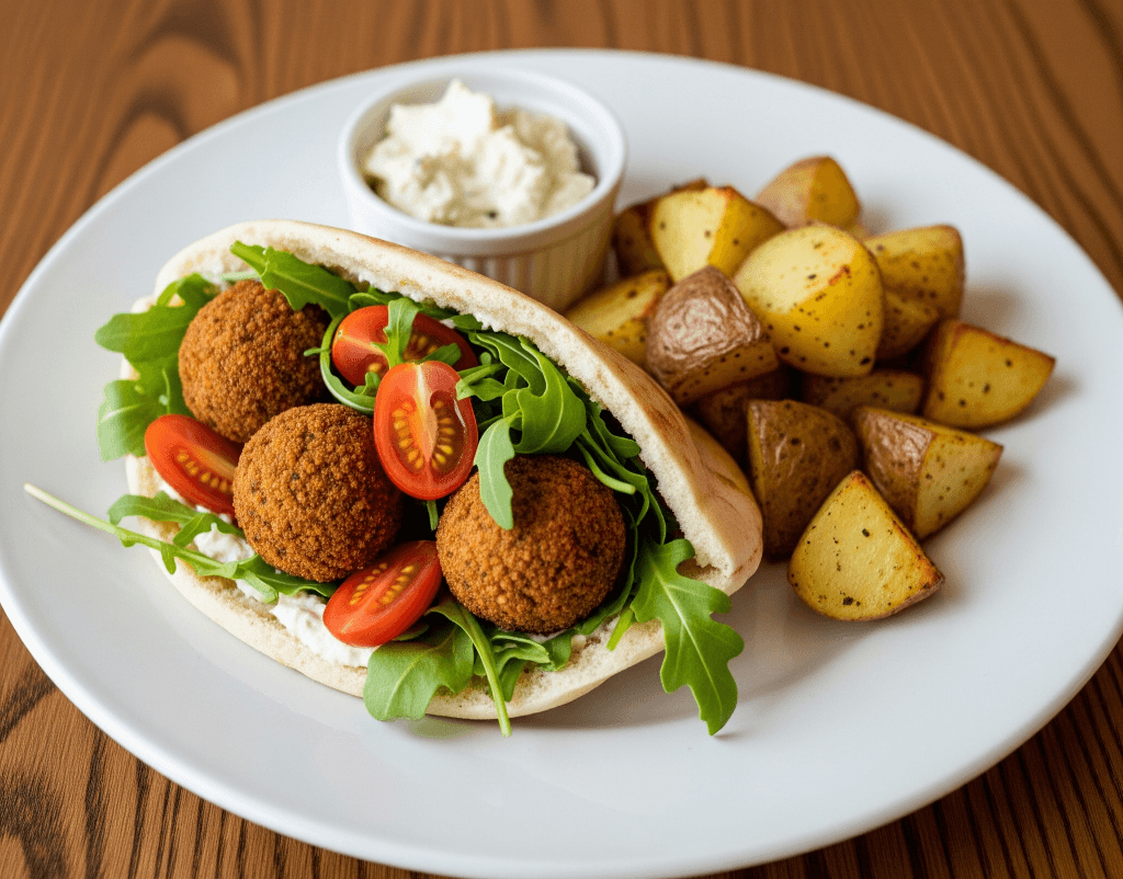 https://storage.tally.so/61095c5d-2a6e-40ed-bd3f-5d2411352f78/Falafel-Pita-Pocket-Roasted-Potatoes-Arugula-Grape-Tomatoes-Garlic-Spread.png