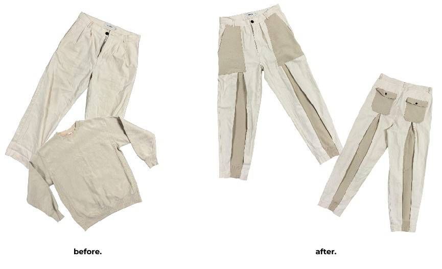 Example: Harry didn't want to bother figuring out what can be done to his old clothes, so he looked at our price list, picked his budget and let our designer Enny do the magic.