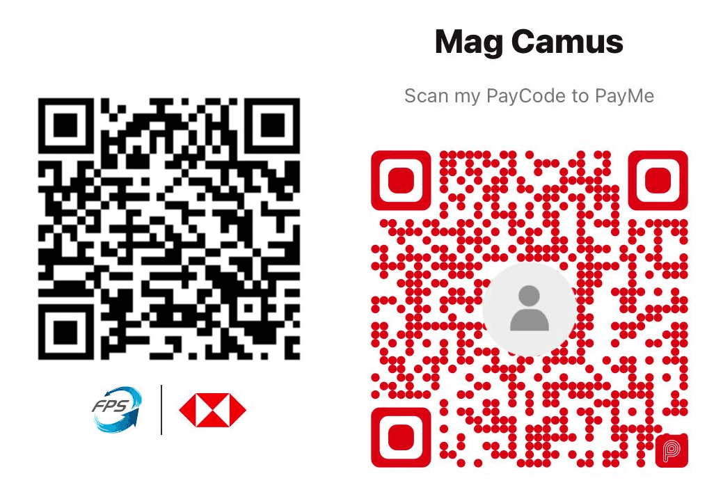 Payment instructions: use your banking app to scan the payment QR code or do the bank transfer of 875 HKD per person to Magali Camus. Add your name used in this form to the payment description.