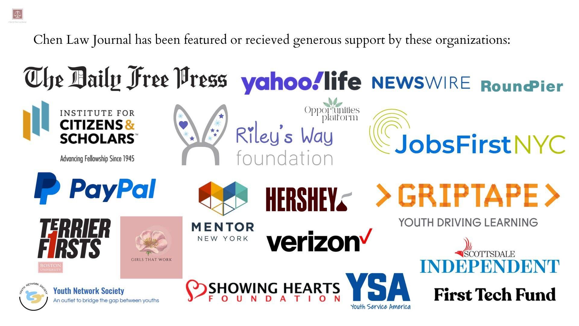 We have received generous support and/or donations from: NYT’s Daily Free Press, YahooLife, GripTape, Riley’s Way Foundation, Institute for Citizens and Scholars, Scottsdale Independent, Showing Hearts Foundation, Boston University’s Terriers First, Mentor New York, PayPal! 