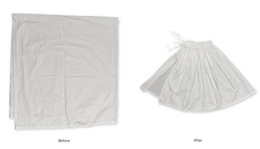 Example: Leila wanted to transform her duvet cover into a skirt and had some reference images. Our designer Ujjal proposed the design and guided Leila through the project.