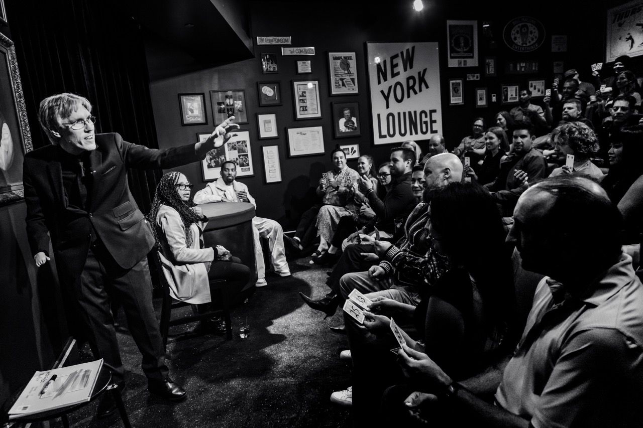 Performing photo of magician Chris Canfield