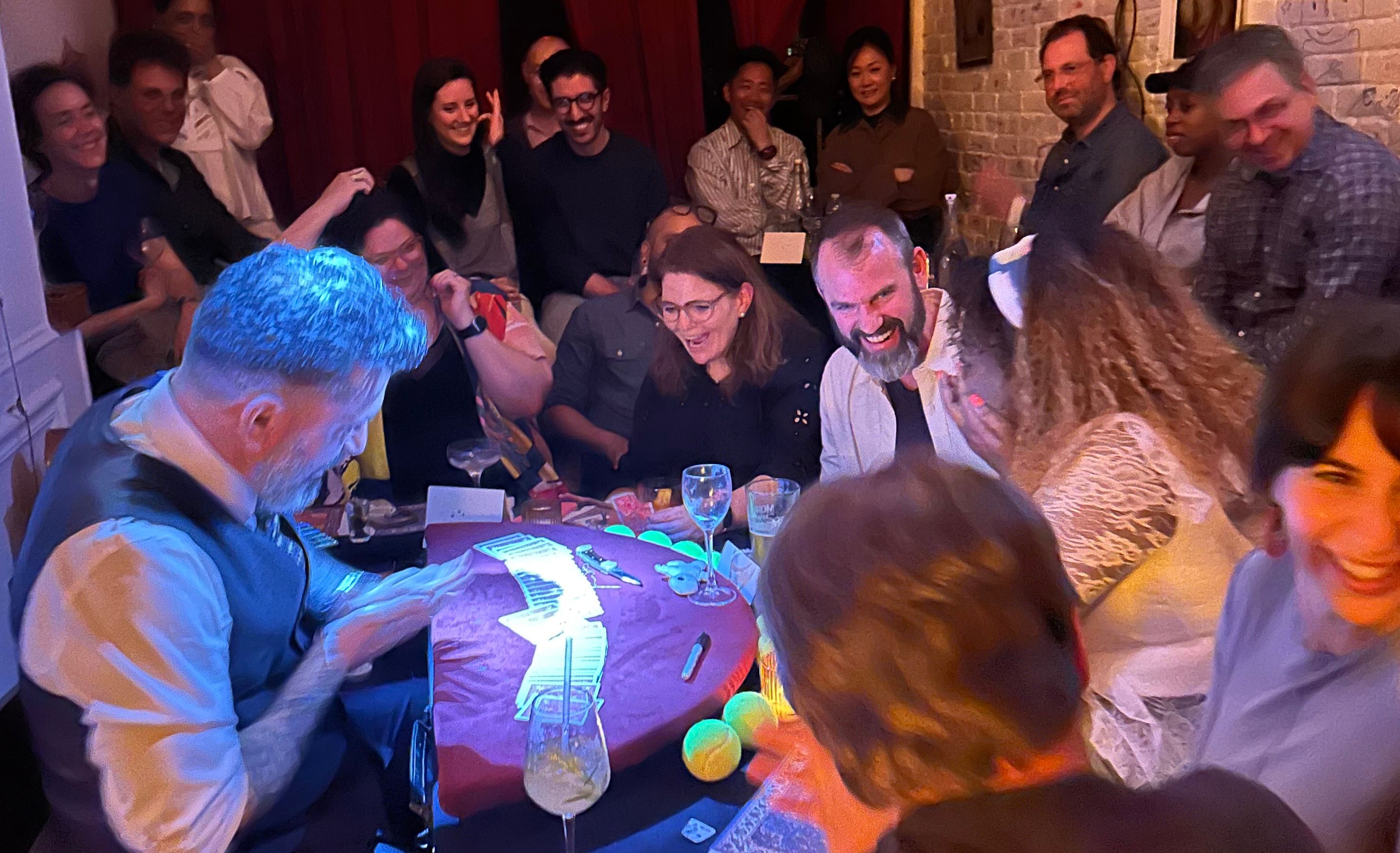Performing photo of magician Greg Dubin